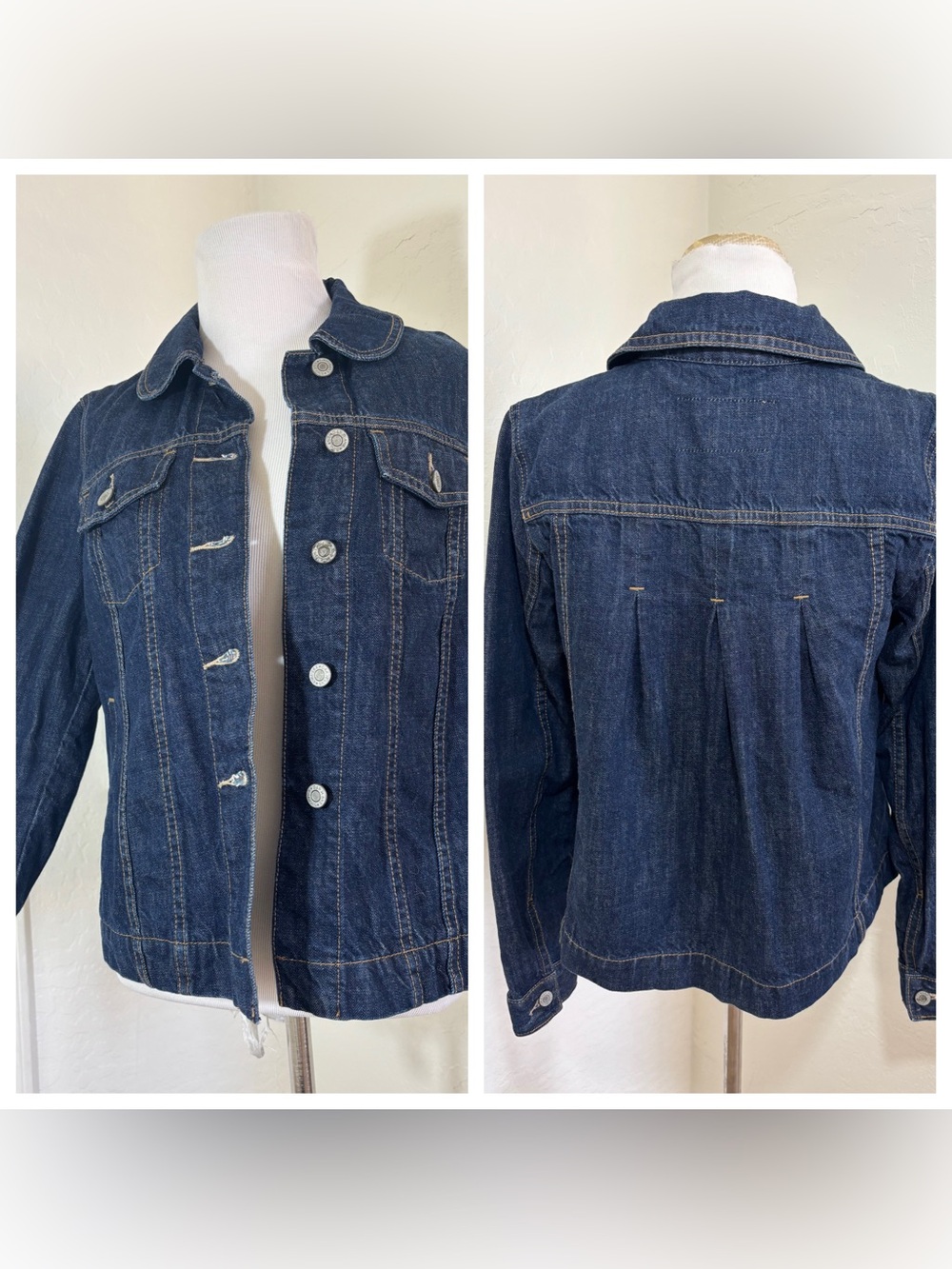 GAP 1969 Jean Jacket Women’s M Limited Edition Pleated Back Blue Denim